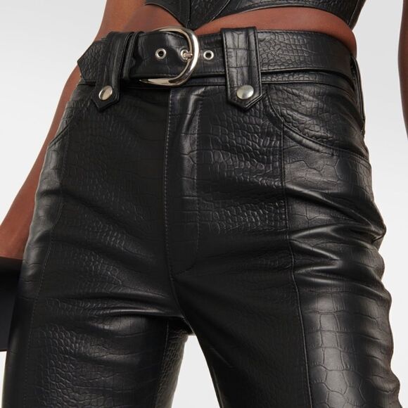 ALESSANDRA RICH Croc-effect Leather Pants - Picture 4 of 13